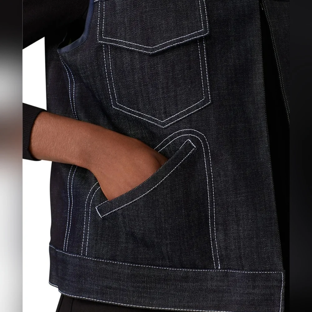 Harvey Faircloth Denim Vest with Faux Fur Collar size Medium - Picture 8 of 12